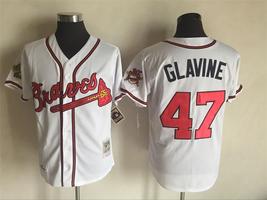 Braves #47 Tom Glavine Jersey Old Style Uniform White - £35.59 GBP