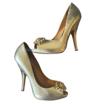 badgley mischka lissa jeweled peep toe heels Size 7.5 - £31.82 GBP