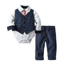 Gentleman&#39;s Suit Baby One-piece Romper Long-sleeved Romper - £28.75 GBP+