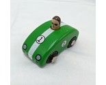 Vintage The Land Of Nod Number 1 Wooden Green With White Strip Racing Ca... - $21.37