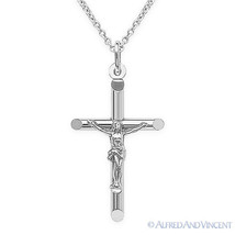 Cross Charm Pendant Christian Crucifix Jesus Necklace Sterling Silver 35mmx21mm - £31.25 GBP