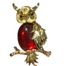 Vintage Gerry&#39;s jelly belly owl brooch gold tone 1.5&quot; pin fun - £16.06 GBP