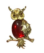 Vintage Gerry&#39;s jelly belly owl brooch gold tone 1.5&quot; pin fun - $22.69 CAD