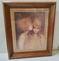 A Little Kiss First Kiss Print by Margaret Keane Boy Kissing Girl MCM Big Eyes - £175.38 GBP