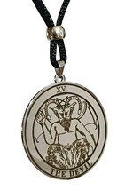 Tarot Satan Pendant THE DEVIL Steel Pendant Lucifer Occult Cord Bead Necklace UK - £7.45 GBP