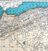 Algeria Tunisia Morocco Map 1935 Northern Africa Atlas 14 x 11&quot; LGAD99 - £39.30 GBP