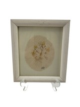 1990&#39;s Framed Pressed Dried Flowers &amp; Paper Art Decor Signed Dated - £11.63 GBP