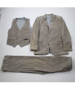 Vintage 70s Mens 40L Distressed 3 Piece Corduroy Suit Wedding Bell Botto... - $203.03 CAD