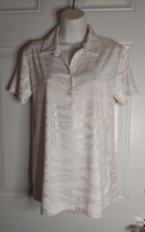 Women&#39;s Coral Bay White Short Sleeve Polo Style Top Silver Print Size Small - £9.71 GBP