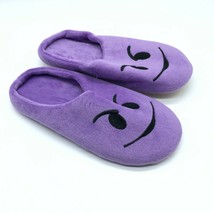 Womens Clog Slippers Emoji Smile Face Fleece Slip On Soft Sole Purple US Size 6 - £7.78 GBP
