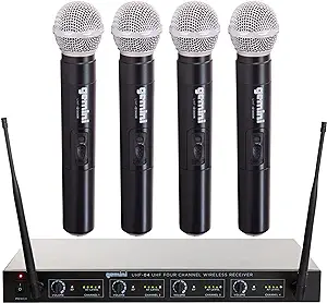 Uhf-04M Wireless Cordless Professional Set Of 4 Handheld Microphones And Receive - £290.53 GBP