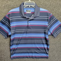 Ben Hogan Polo Shirt Mens Sz L Blue Purple Striped Short Sleeve Thread F... - £6.95 GBP