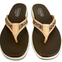 Coach Latrice Sandals Brown Size 6.5 Slip On Toe Post Cushioned Flip Flops Logo  - £38.17 GBP
