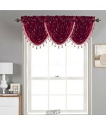 Margot Foil-Printed Valance Burgundy 48&quot;W X 37&quot;L - £11.13 GBP