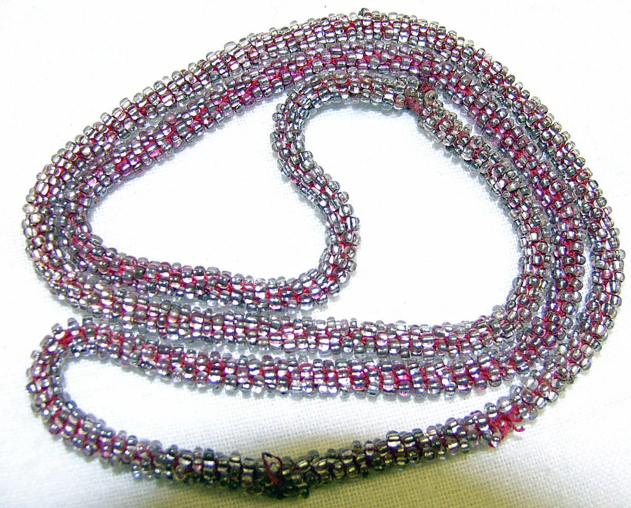 Primary image for Art Deco Vintage Glass Seed Bead Necklace Cord Style 