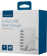 NEW INSIGNIA 60W 6-Port USB Wall Charger with Smart Charging WHITE - £18.44 GBP