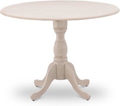 Dining Room Table With Round Tabletop And 42 X 30-Wire Brush Butter Crea... - £197.75 GBP