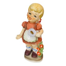 Napco Japan Ceramic Vintage 6 1/2”Little Blonde Girl With Skillet Figurine - $18.58