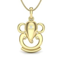 Speciale Ganesh Chaturthi Offerta IN Cz Ganpati Catenina Ciondolo 14K Oro Giallo - £68.64 GBP