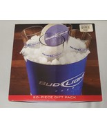 NEW SEALED Bud Light Beer 20 Piece Gift Pack 4 Glasses 15 Coasters 1 Bucket - £31.21 GBP