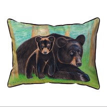 Betsy Drake Bear &amp; Cub Small Indoor Outdoor Pillow 11x14 - £38.83 GBP