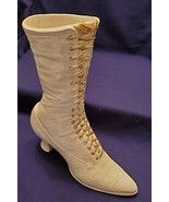 CERAMIC VICTORIAN SHOE VASE GOLD SHOELACES 10.25&quot; TALL - $25.21 CAD