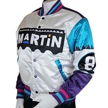 Headgear Classics Satin Jacket Mens XS Martin Lawrence 8 Ball White Teal... - £76.46 GBP