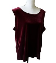 Notations Women’s Size 1X  Top Sleeveless Velour Burgundy Red Sleeveless Tank - £8.55 GBP