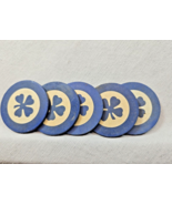Vintage Olympic Harris Four Leaf Clover Blue Inlay Poker Chip Lot of 5 - $9.95