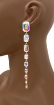 5.5&quot; Long AB Crystals Statement Evening Linear Earrings  Bridal, Pageant - £13.02 GBP