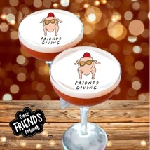 2&quot; Edible Cocktail Drink 12 Toppers Happy Friendsgiving Friends Thanksgi... - £11.15 GBP