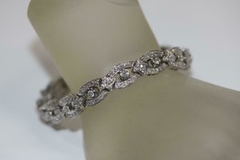 14K White Gold 3.22 ct t/w Diamond Fancy Oval Link Bracelet 7.5&quot; Lg. *25.4 Grams - £2,647.37 GBP