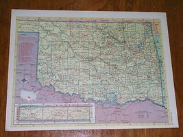 1953 Vintage Map Of Oklahoma / Verso Oregon - £12.07 GBP