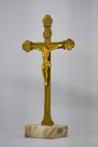 ⭐ antique religious cross ,crucifix bronze gilded⭐ - £45.77 GBP