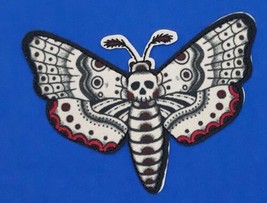 Psycho Moth - Printed Iron On / Sew On Embroidered Patch 3 1/2&quot;x 2 1/2&quot; - £4.68 GBP