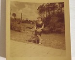 Woman Sitting Outside Vintage 3”x3 Photo 1951 Eastman Kodak Box4 - $3.95