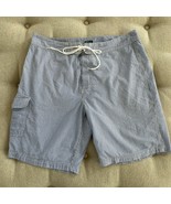 J Crew Blue Seersucker Stripe Long Board Short Swim Trunks Lined 33 - $20.16