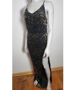 Long Black Sequin Dress With Leg Opening On One Side Women&#39;s Size Small ... - $29.60