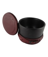 Red Leather Wrapped Humidor Bowl w Buckle Strap, Tobacco Bowl 4.5 x 6 Clean - £27.32 GBP