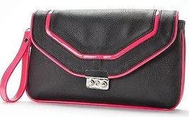 Apt 9 Caley Envelope Clutch Handbag Purse Wristlet Black Hot Pink - £19.51 GBP
