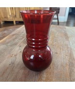 Vintage Anchor Hocking Royal Ruby Red Harding R3345 Rings 6 3/8” Vase Ar... - $15.45 CAD