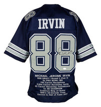 Michael Irvin Signed Custom Blue Stat Pro Style Football Jersey JSA ITP - $241.53