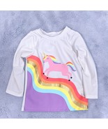 Cat &amp; Jack Unicorn Rashguard Swim Top White Purple Long Sleeve Toddler G... - $7.91