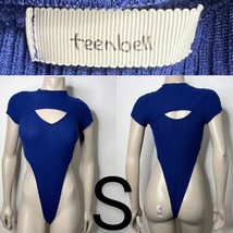 Blue Warm Knit Fashion Thong Bodysuit~Size S - £14.71 GBP