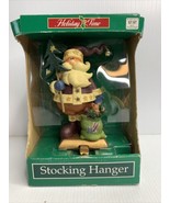 Resin Woodland Santa W/ Tree Christmas Stocking Hanger Cast Iron Base 7&quot;... - £7.74 GBP