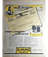 1919 SIMMS MAGNETOS-TRACKERS-RALPH DEPALMA-RECORD-WESTERN UNION Antique ... - $377.05 MXN