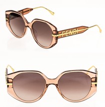 FENDI FENDIGRAPHY HOBO Logo 40083 Crystal Pink Brown Fashion Sunglass FE... - $574.20