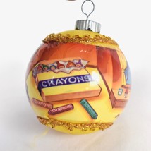 Vintage Christmas Tree Ornament Crayons Happy Holidays Shiny Brite - £14.23 GBP