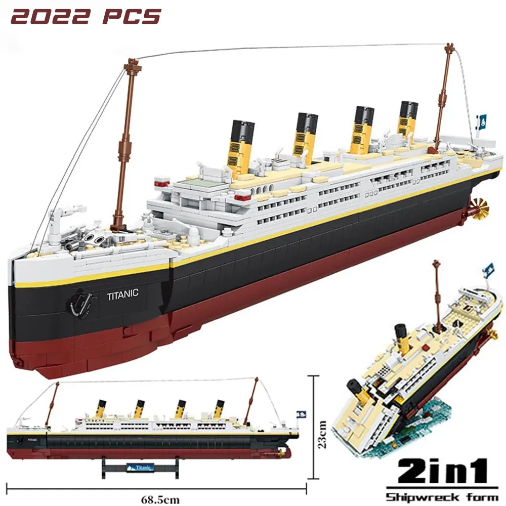Classic Titanic Ship Large Building Block Model Cruise Building Block Creati - £106.63 GBP