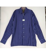 Inserch Icon Shirt Mens 2XL Blue Tartan Plaid Jacquard Cotton Casual But... - £30.18 GBP